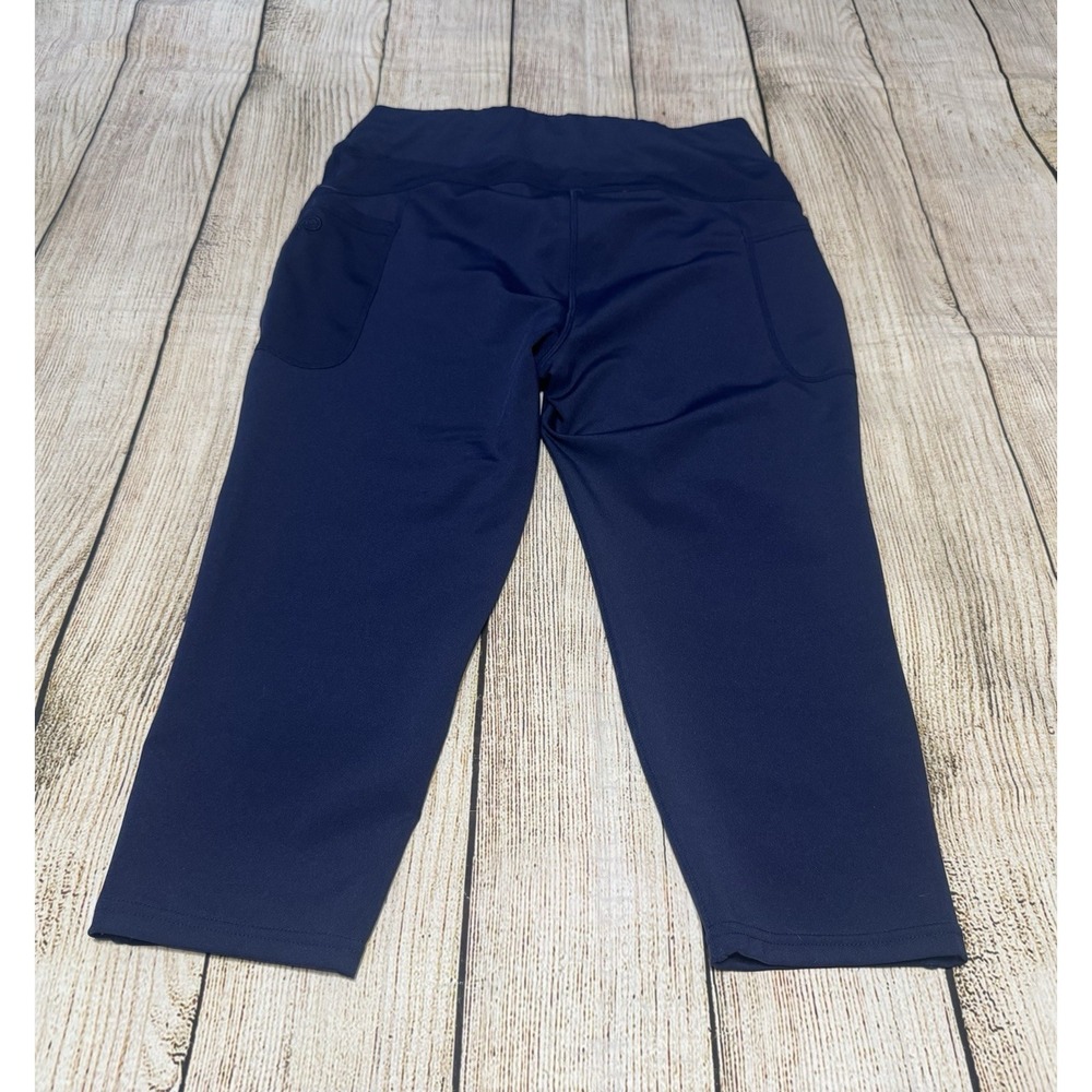 POPFIT Pop Fit Crop Leggings Blue with Pockets 18" Inseam Sz 2XL EXCELLENT Tub32
